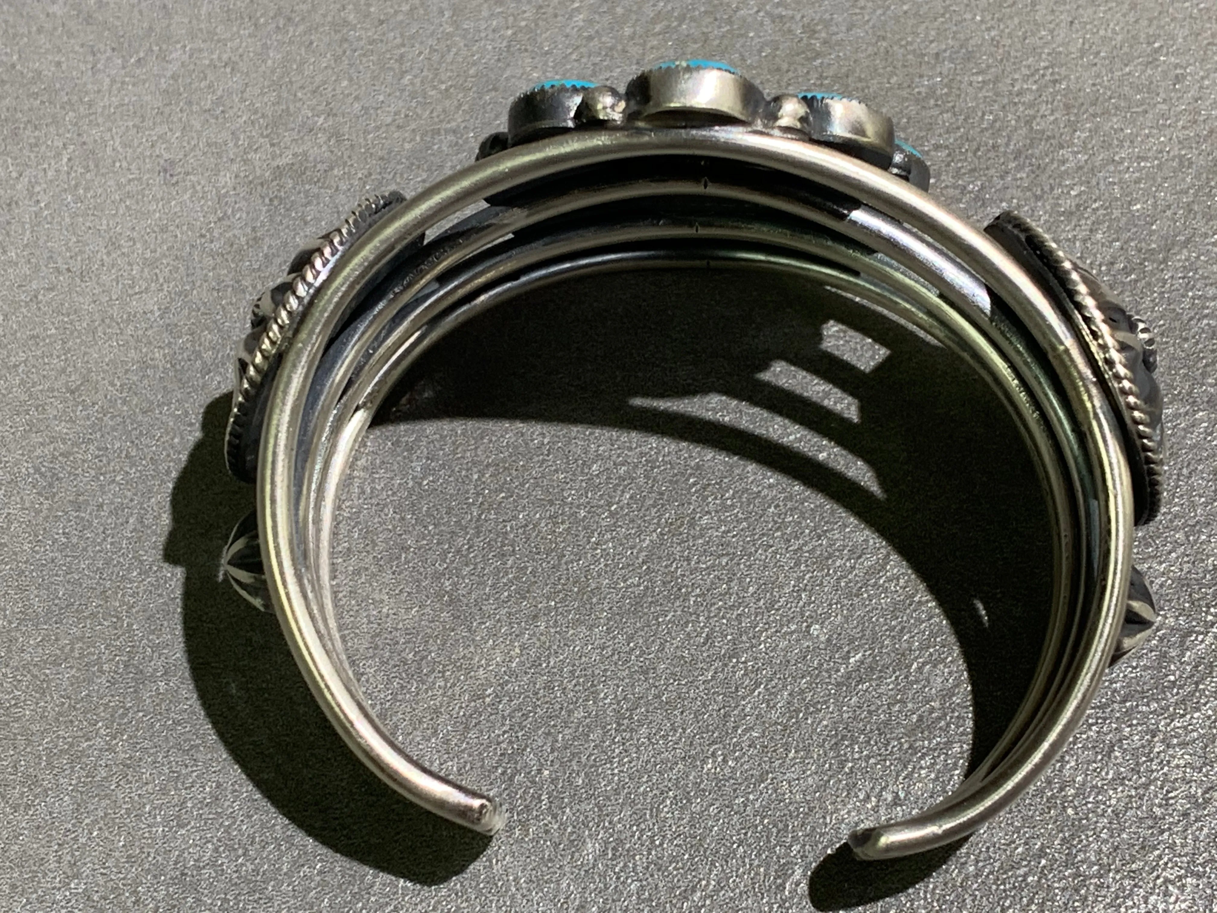 Hemerson Brown Navajo Turquoise Cluster Sterling Silver Cuff