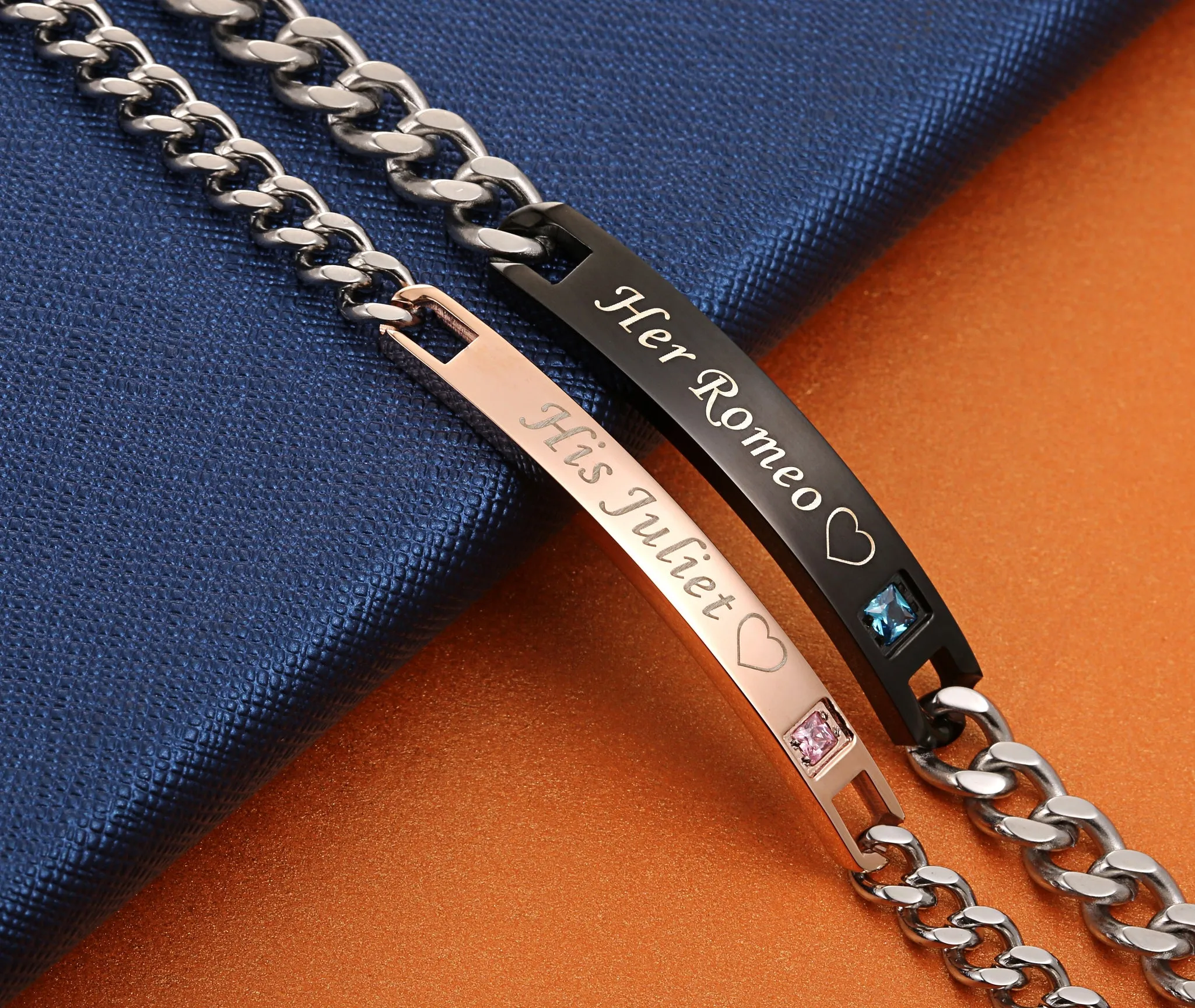 His & Hers Matching Set Romeo and Juliet Couple Bracelets, Valentine, Anniversary, Wedding, Promise, Engagement Gift