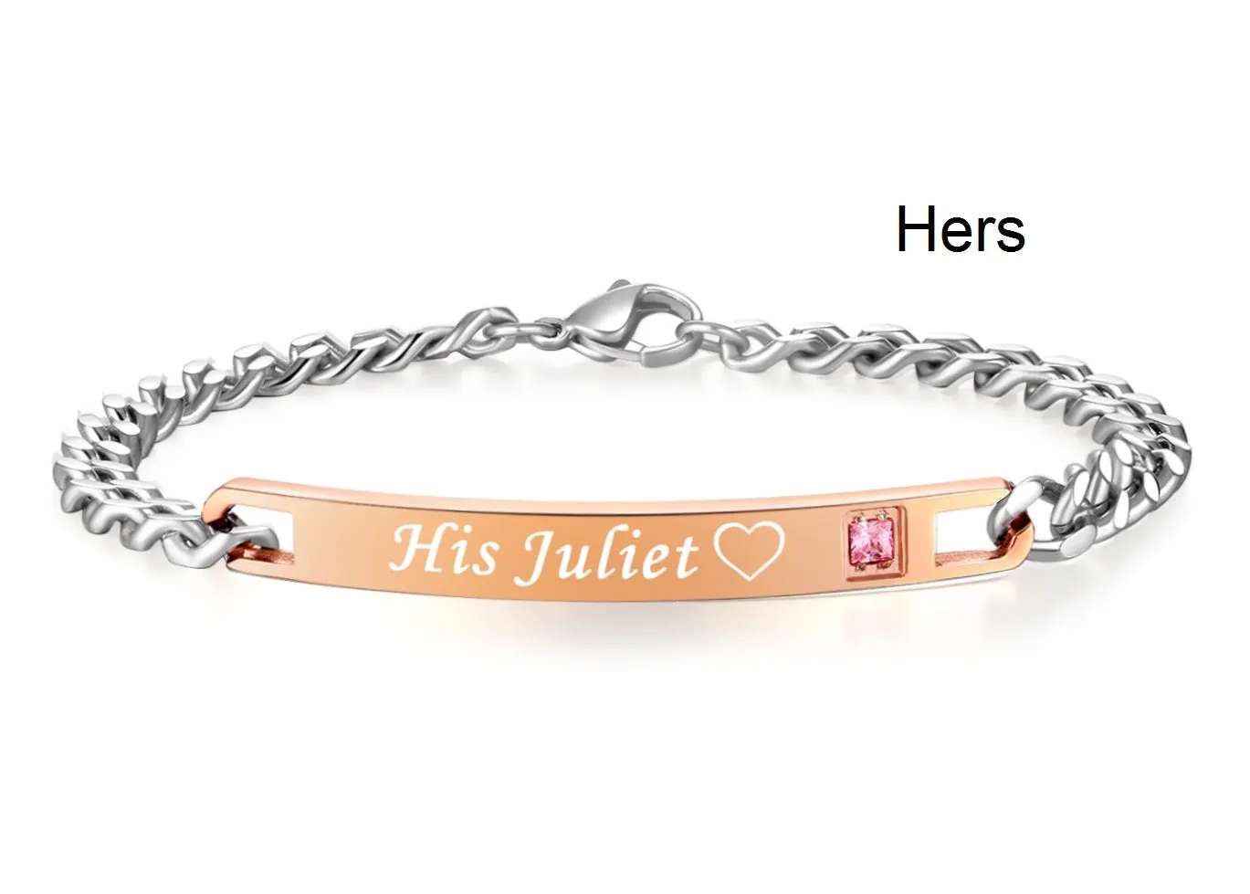 His & Hers Matching Set Romeo and Juliet Couple Bracelets, Valentine, Anniversary, Wedding, Promise, Engagement Gift