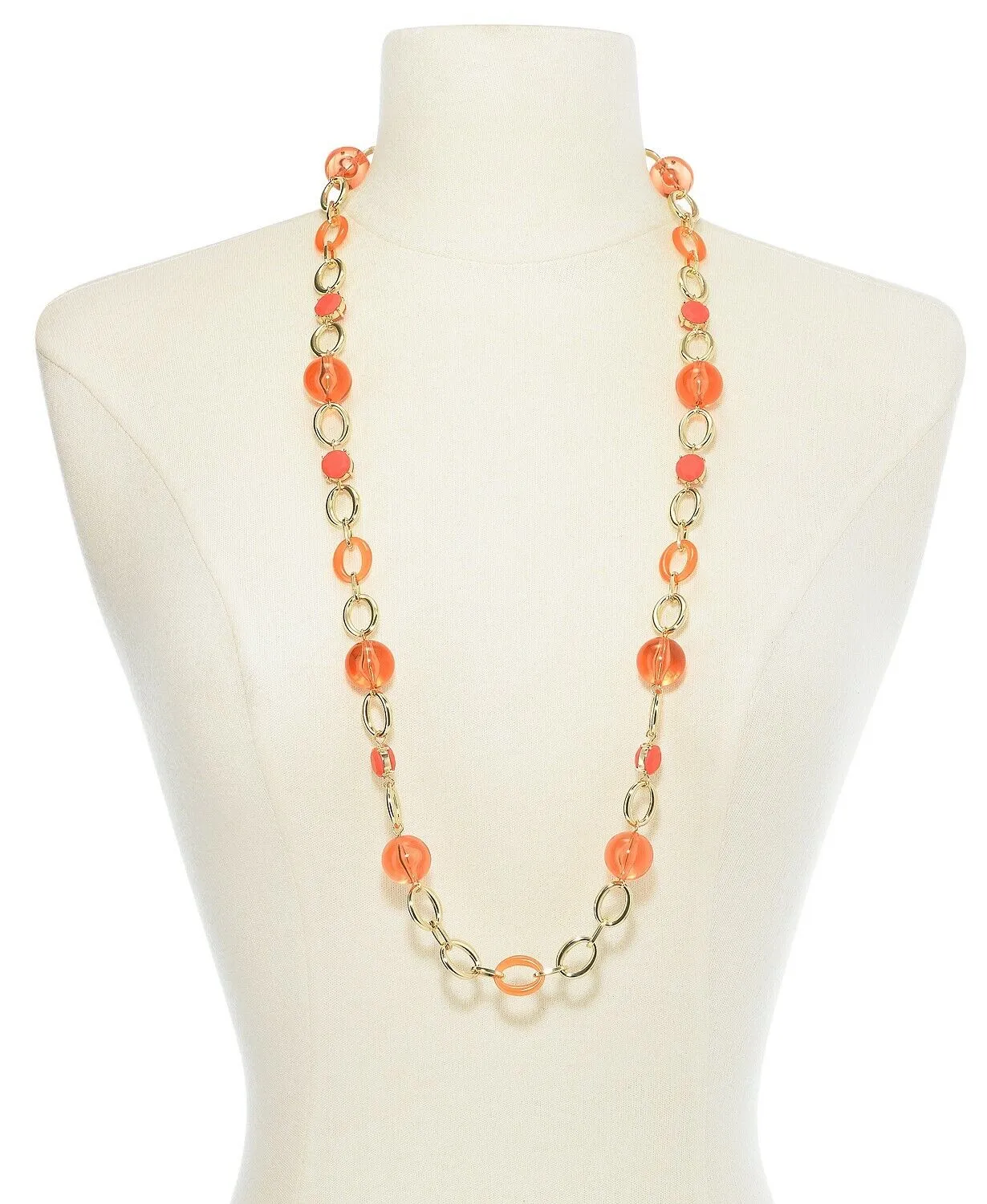 Inc Gold-Tone Stone & Bead Strand Necklace, 35-1/2  3 Extender
