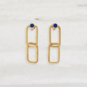 ISHKAR Lapis Lazuli Link Earrings in Gold