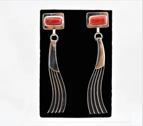 Jack Tom Sterling Coral Earrings
