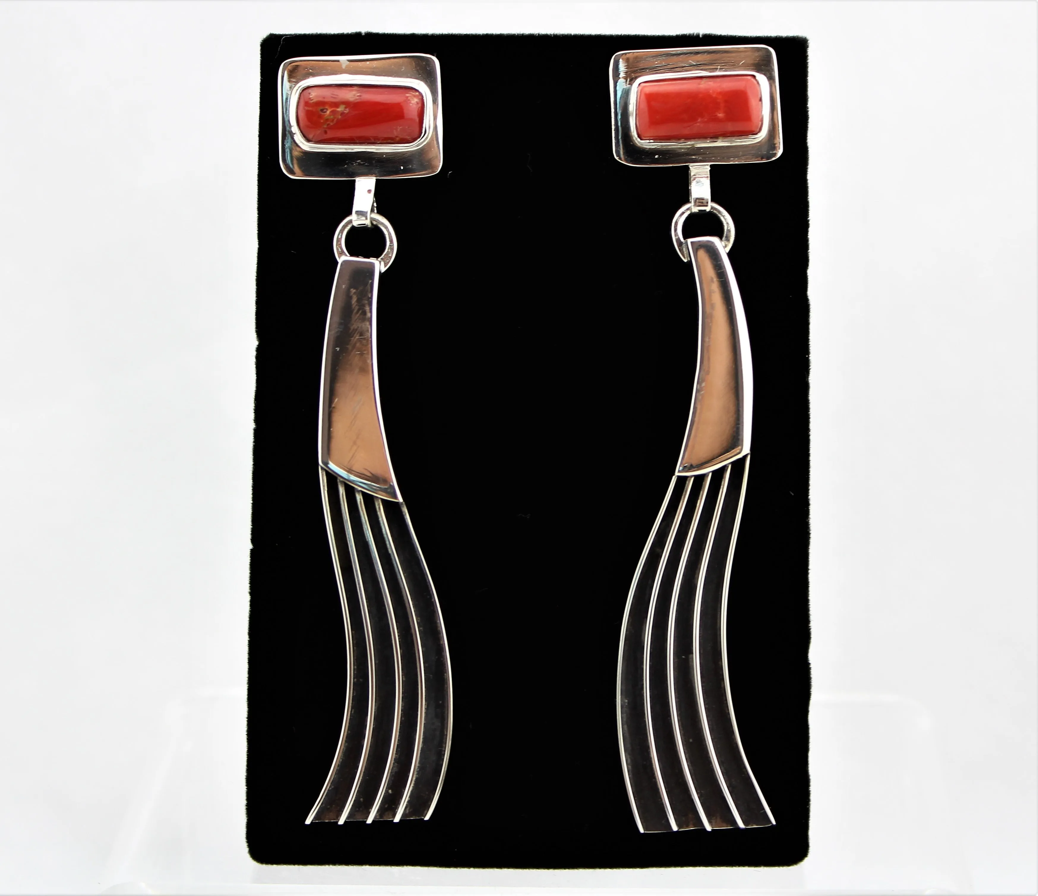 Jack Tom Sterling Coral Earrings