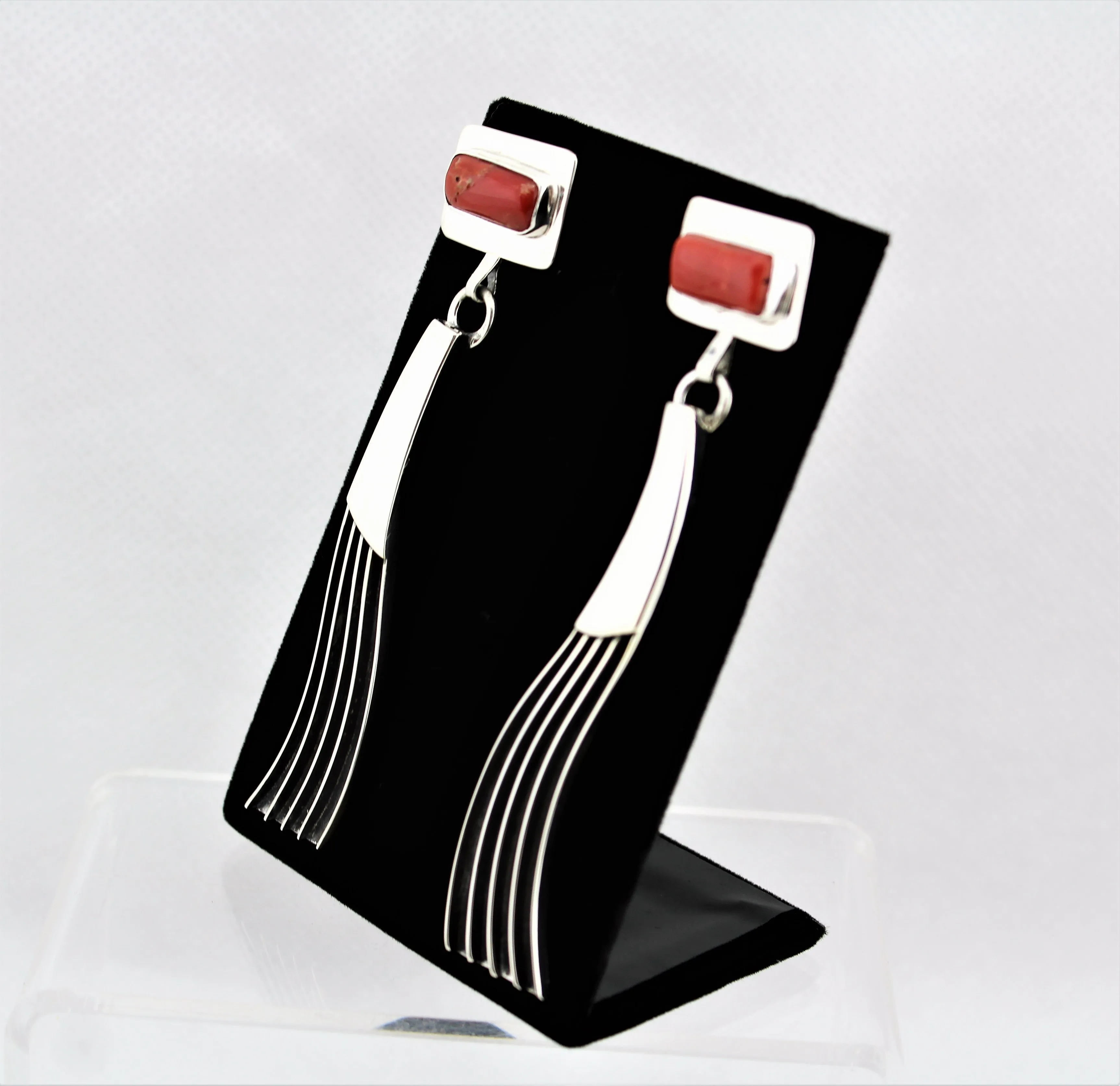 Jack Tom Sterling Coral Earrings