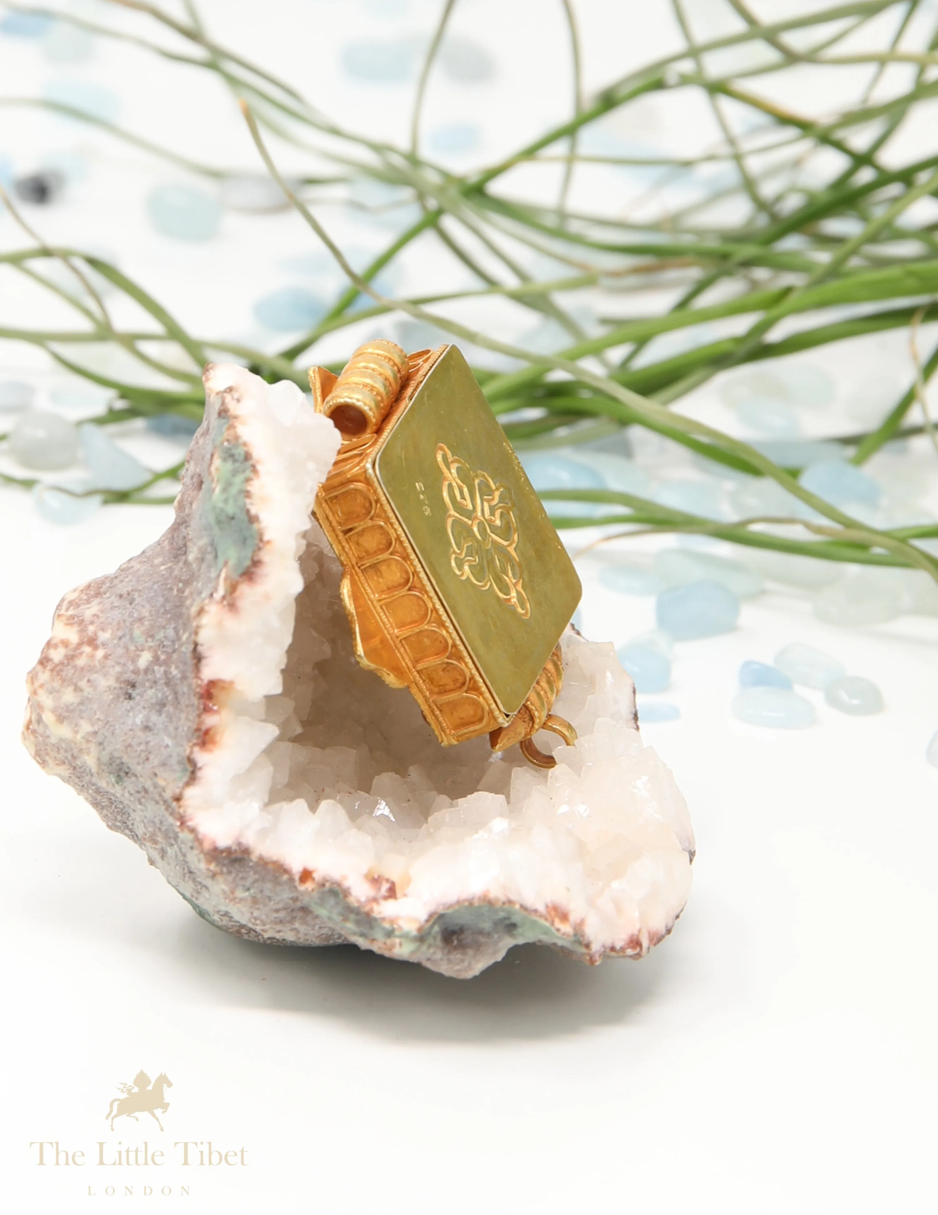 Jewel studded mini Gau Tibetan Pendant