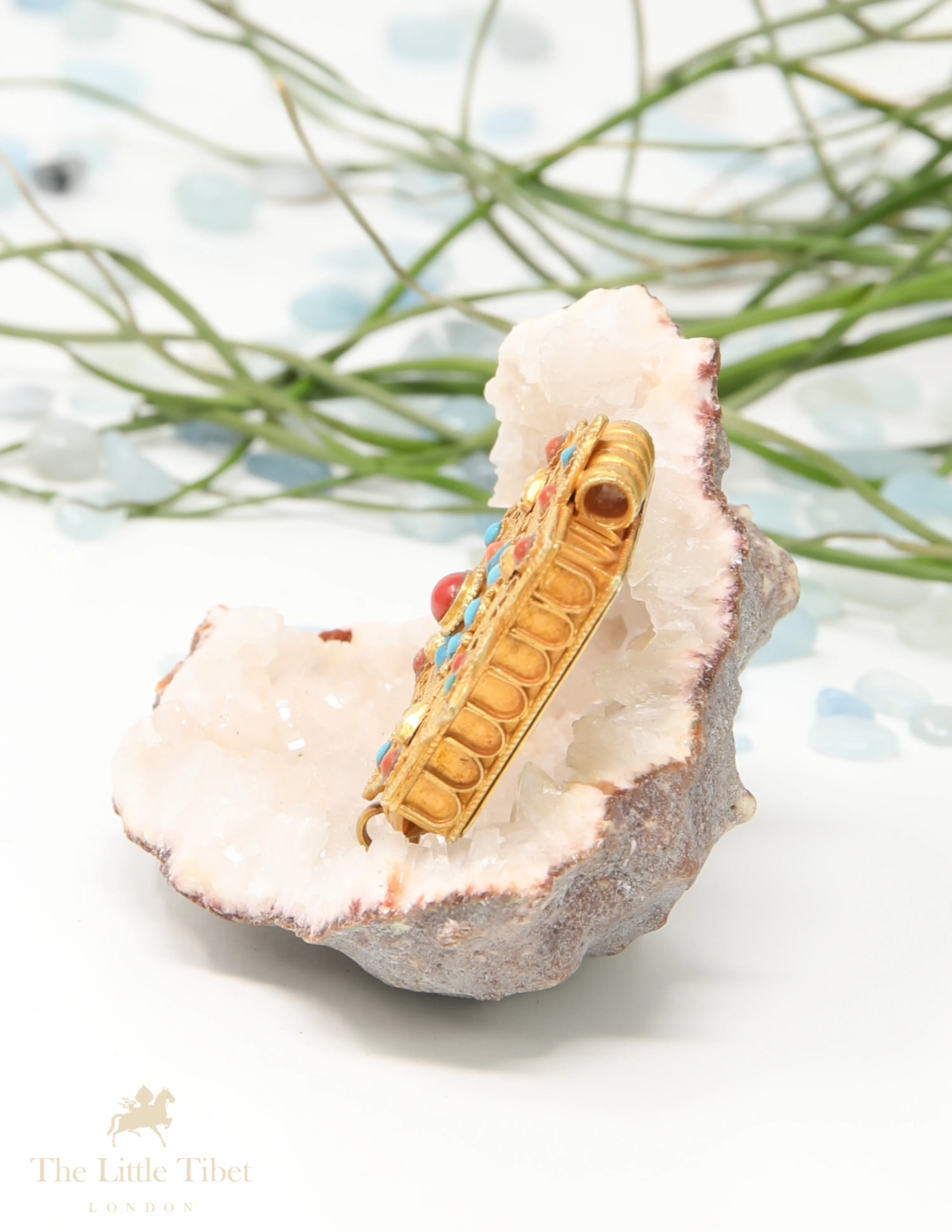 Jewel studded mini Gau Tibetan Pendant