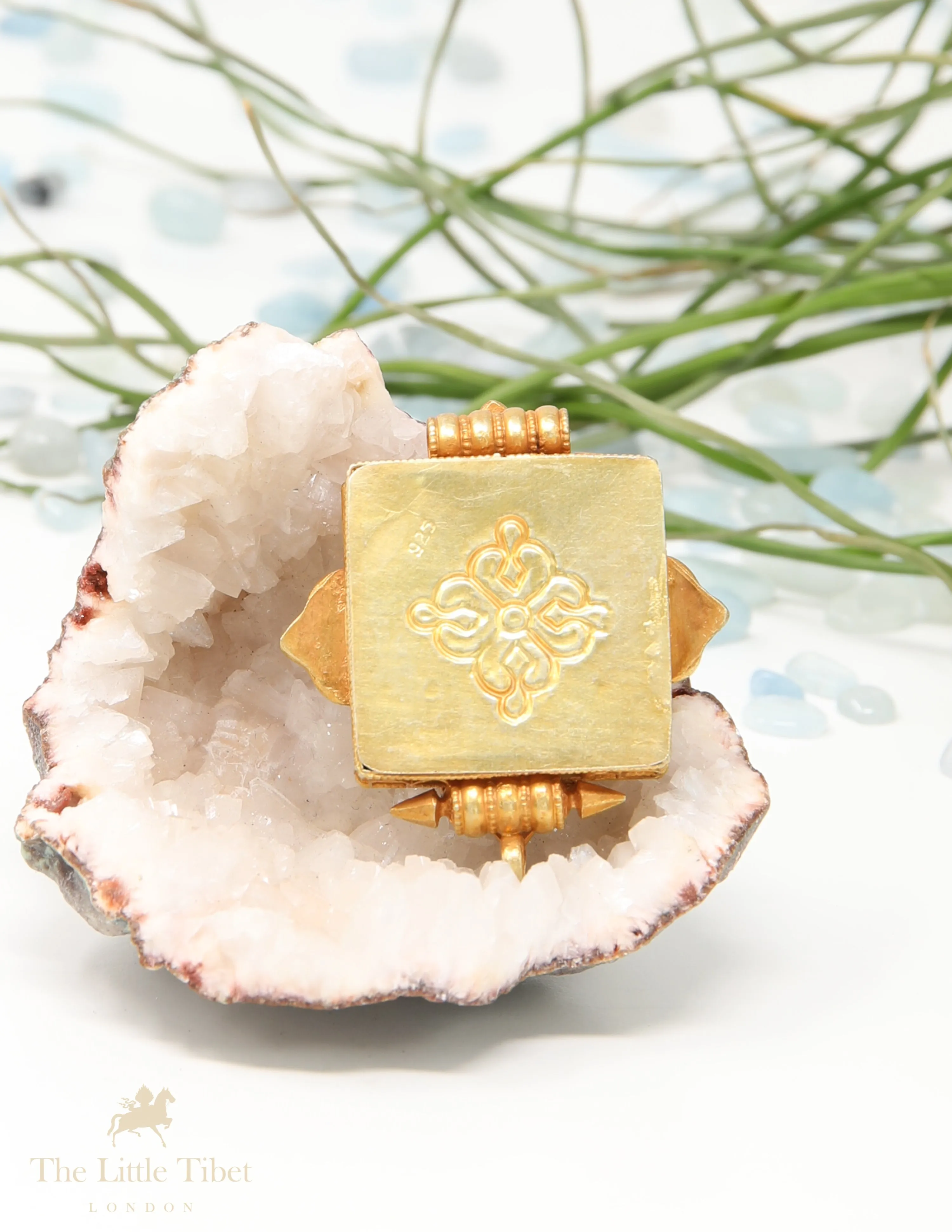 Jewel studded mini Gau Tibetan Pendant
