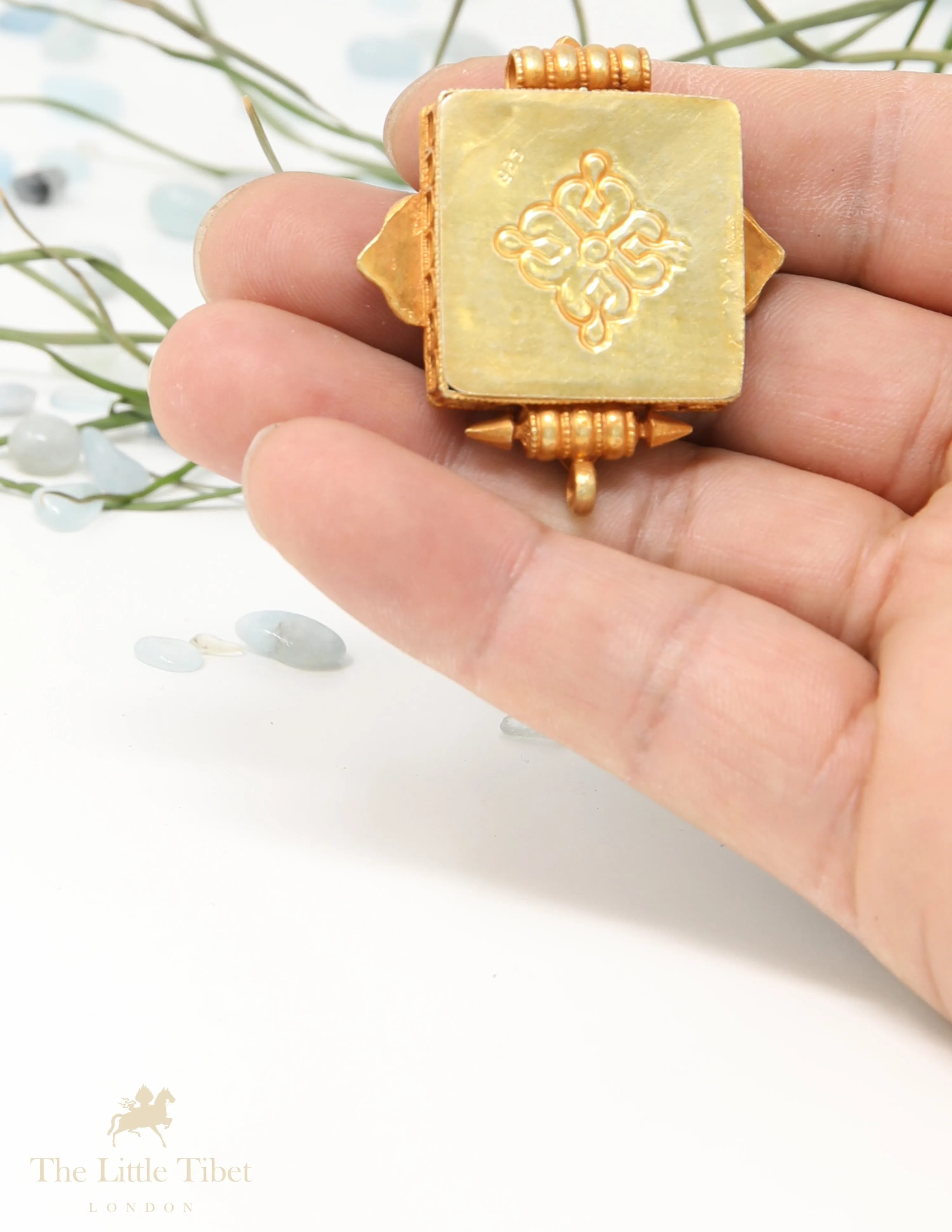 Jewel studded mini Gau Tibetan Pendant