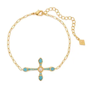 Joy Dravecky Camille Cross Bracelet in Turquoise