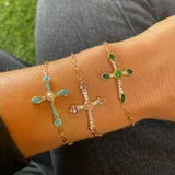 Joy Dravecky Camille Cross Bracelet in Turquoise