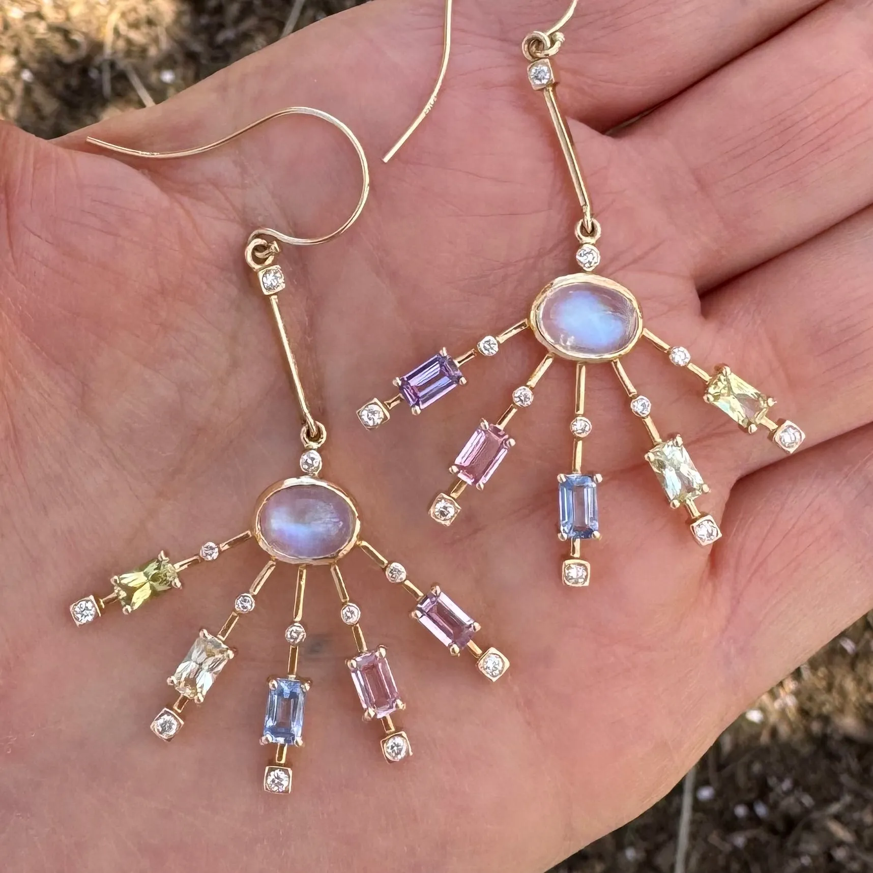JOY MOONSTONE AND SAPPHIRES EARRINGS