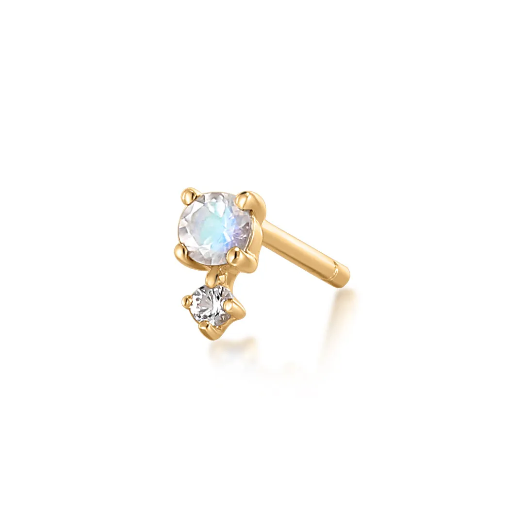 JUNE | Moonstone and White Sapphire Stud Earring
