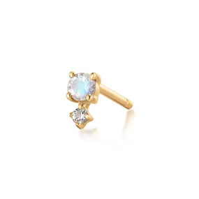 JUNE | Moonstone and White Sapphire Stud Earring