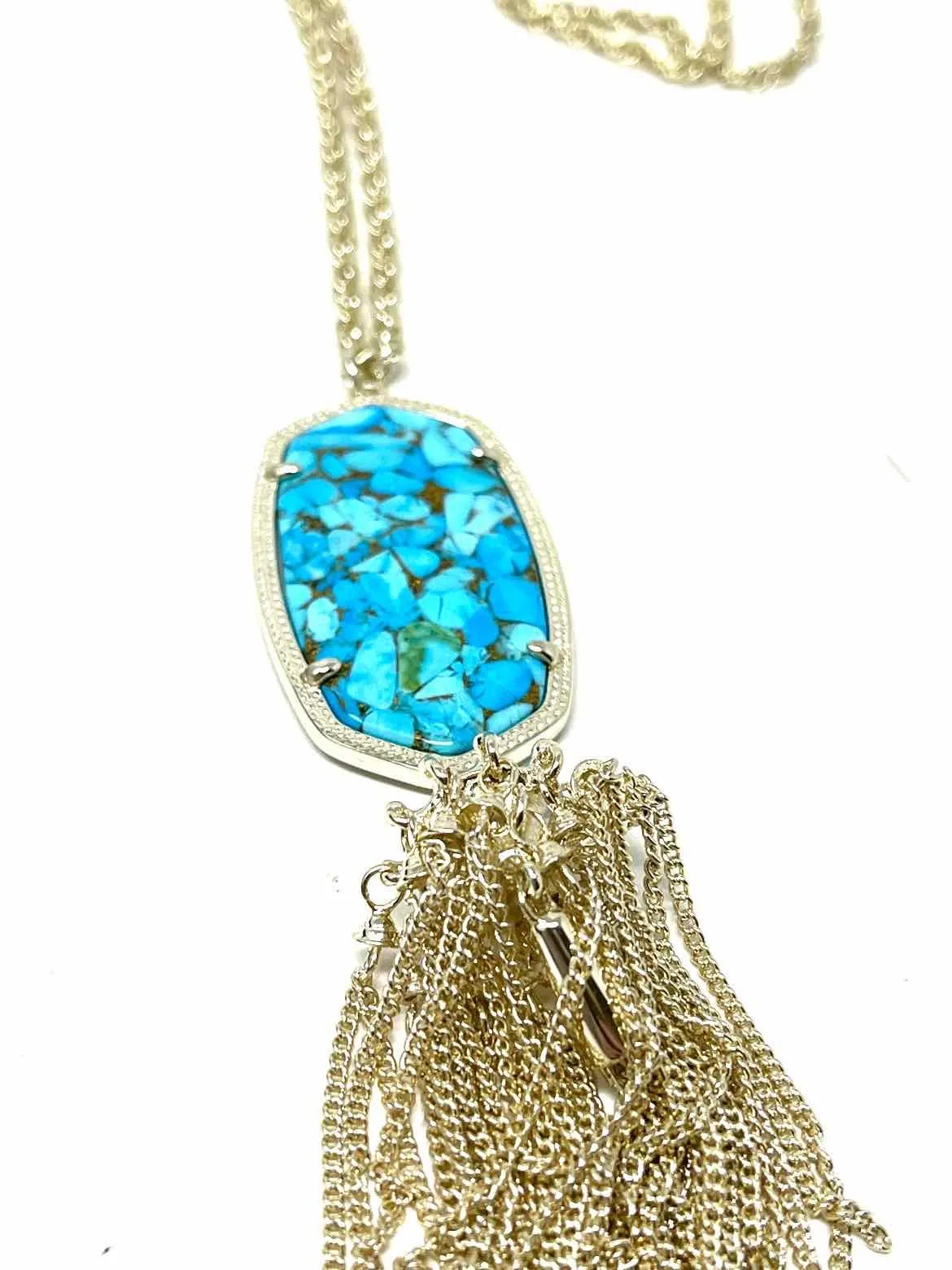 Kendra Scott Gold-tone Tassel Long Faux Turquoise Necklace