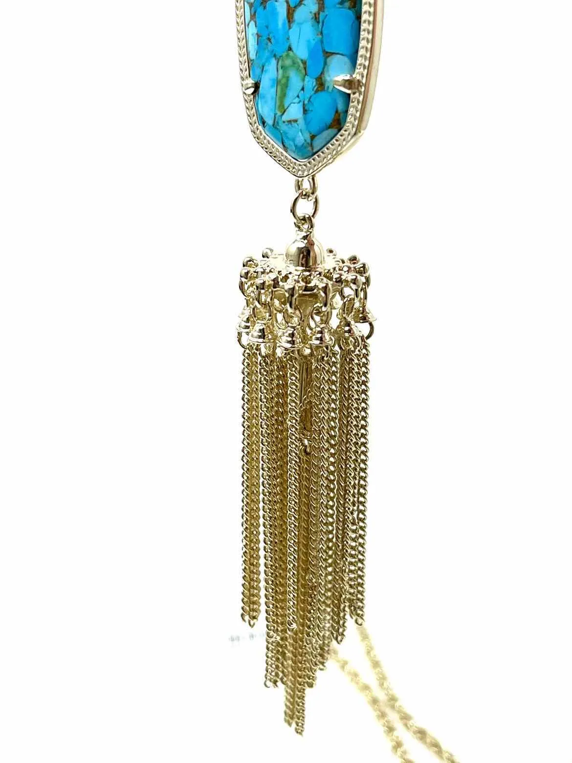 Kendra Scott Gold-tone Tassel Long Faux Turquoise Necklace