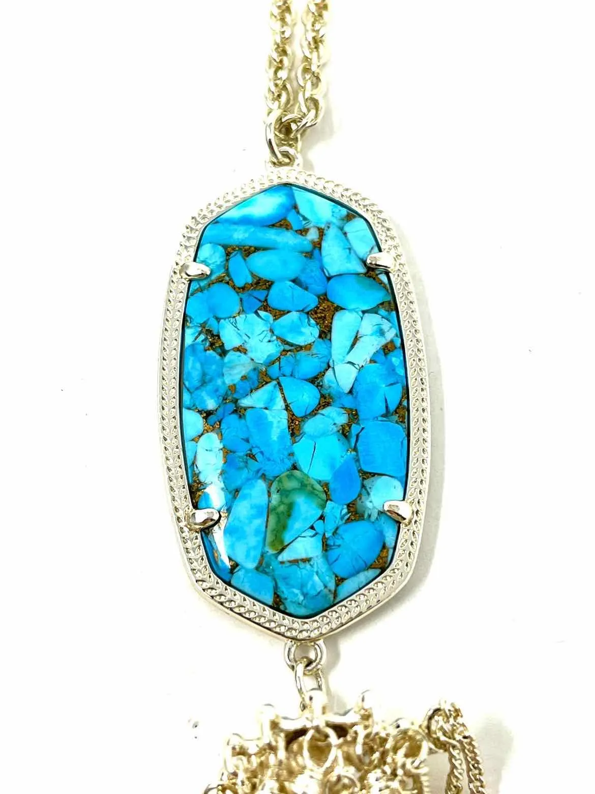 Kendra Scott Gold-tone Tassel Long Faux Turquoise Necklace