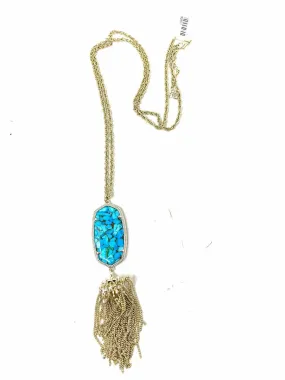 Kendra Scott Gold-tone Tassel Long Faux Turquoise Necklace