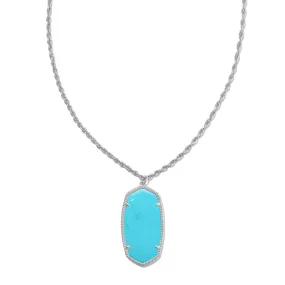 Kendra Scott | Rae Silver Long Pendant Necklace in Variegated Turquoise Magnesite