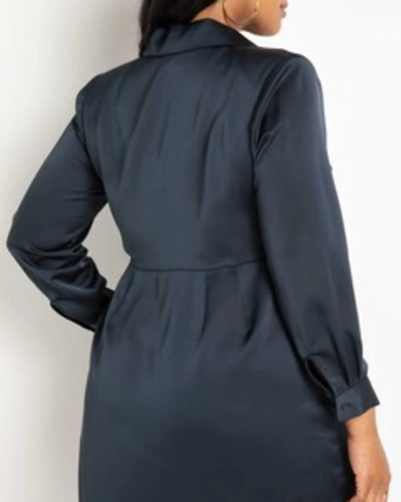 Kit Satin Collared Mini Wrap Dress | Carbon