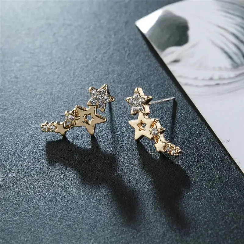 Korean Earrings Fashion Jewelry Star Ear Clip Geometric Crystal Earrings Oorbellen Earrings For Women Stud Earrings Wholesale