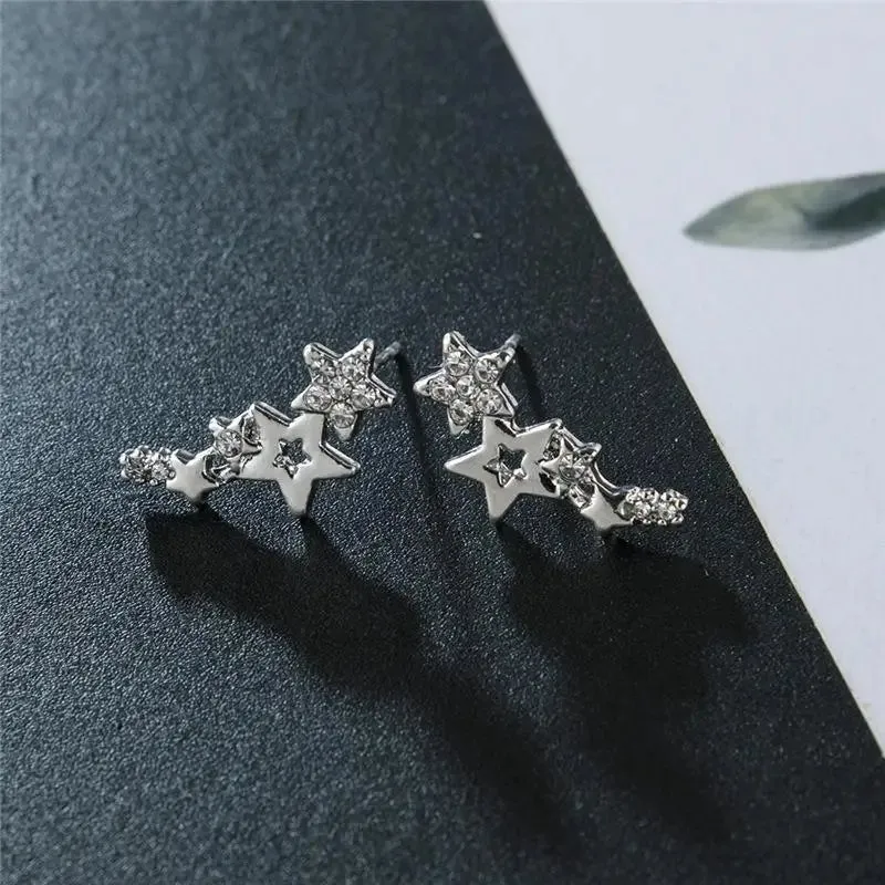 Korean Earrings Fashion Jewelry Star Ear Clip Geometric Crystal Earrings Oorbellen Earrings For Women Stud Earrings Wholesale