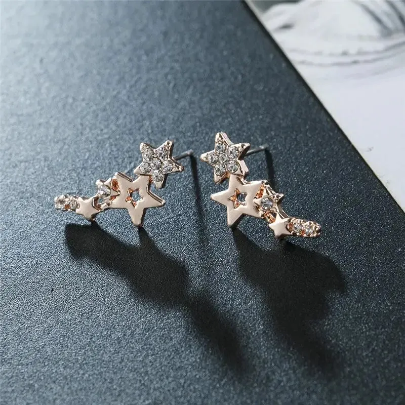 Korean Earrings Fashion Jewelry Star Ear Clip Geometric Crystal Earrings Oorbellen Earrings For Women Stud Earrings Wholesale