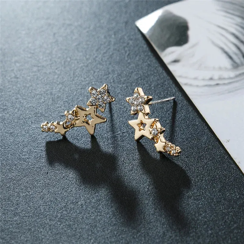 Korean Earrings Fashion Jewelry Star Ear Clip Geometric Crystal Earrings Oorbellen Earrings For Women Stud Earrings Wholesale