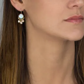 Lab Opal Pearl Clover Earrings