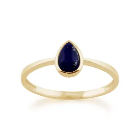 Lapislazuli Ring, 9 Karat Gelbgold 0.35ct ct Lapislazuli Einzel Stein Birne gerahmt Ring