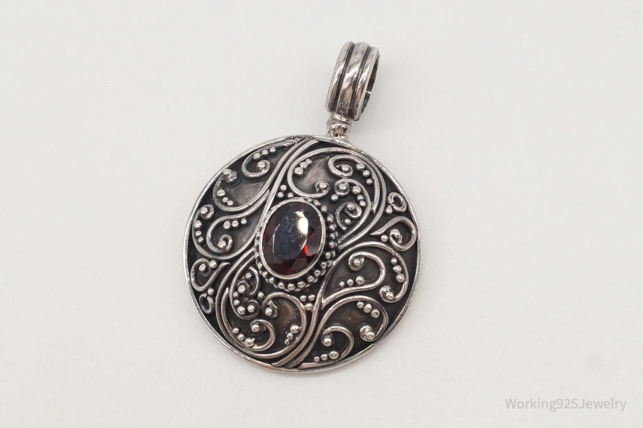 Large Designer BA Suarti Garnet Sterling Silver Pendant