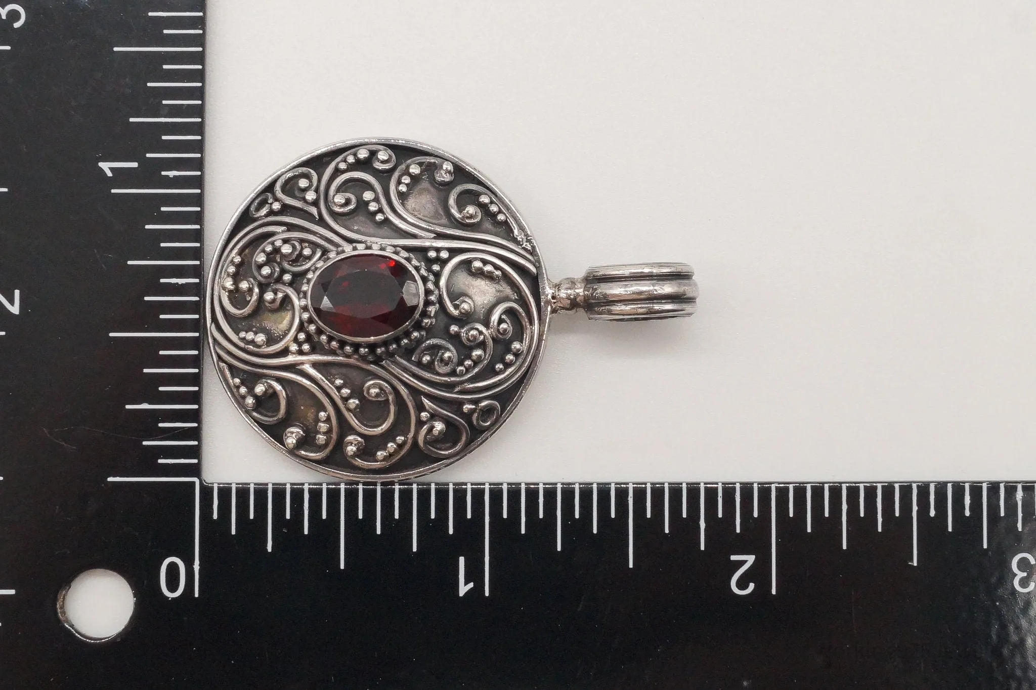 Large Designer BA Suarti Garnet Sterling Silver Pendant