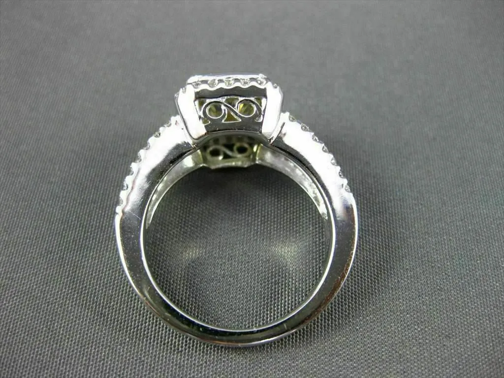 LARGE FANCY YELLOW 14KT WHITE GOLD DIAMOND SPLIT BAND HALO COCKTAIL RING #23052