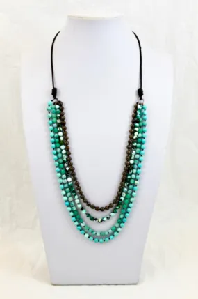 Large Semi Precious Stone Hand Knotted Long Necklace on