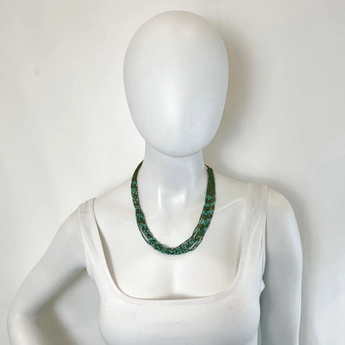 Lena Skadegard Nine Strand Black Spinel and Amazonite Turquoise Necklace