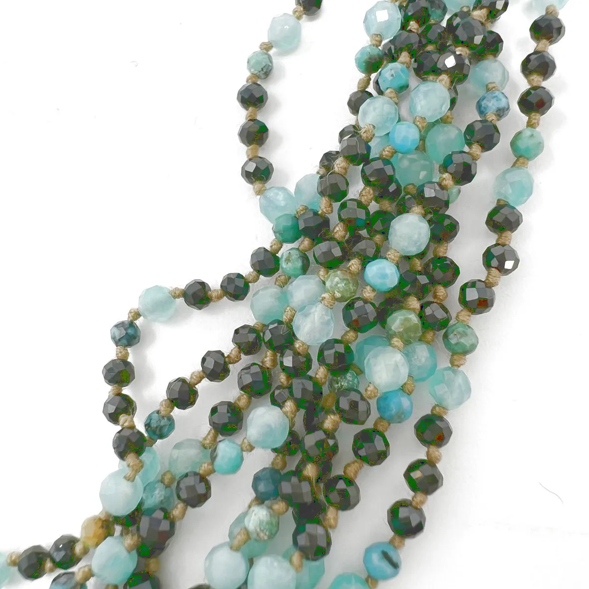 Lena Skadegard Nine Strand Black Spinel and Amazonite Turquoise Necklace