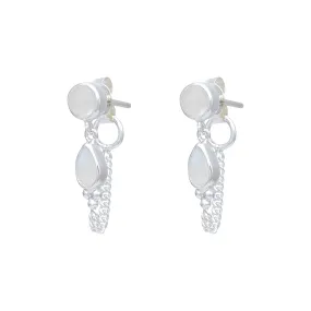 Leona Sterling Silver Rainbow Moonstone Studs