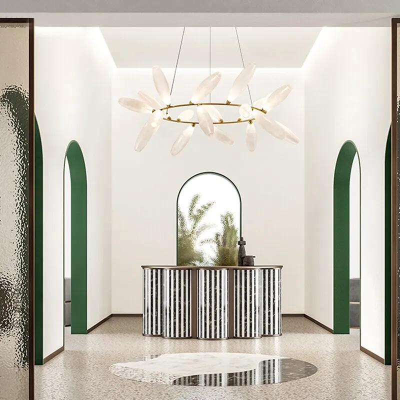 Light luxury restaurant chandelier indoor villa bar glass lamps Nordic minimalist living room bedroom LED chandelier lighting