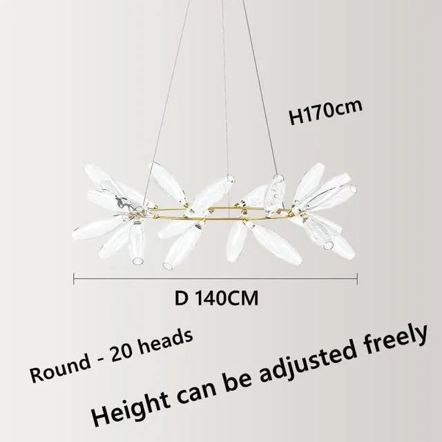 Light luxury restaurant chandelier indoor villa bar glass lamps Nordic minimalist living room bedroom LED chandelier lighting