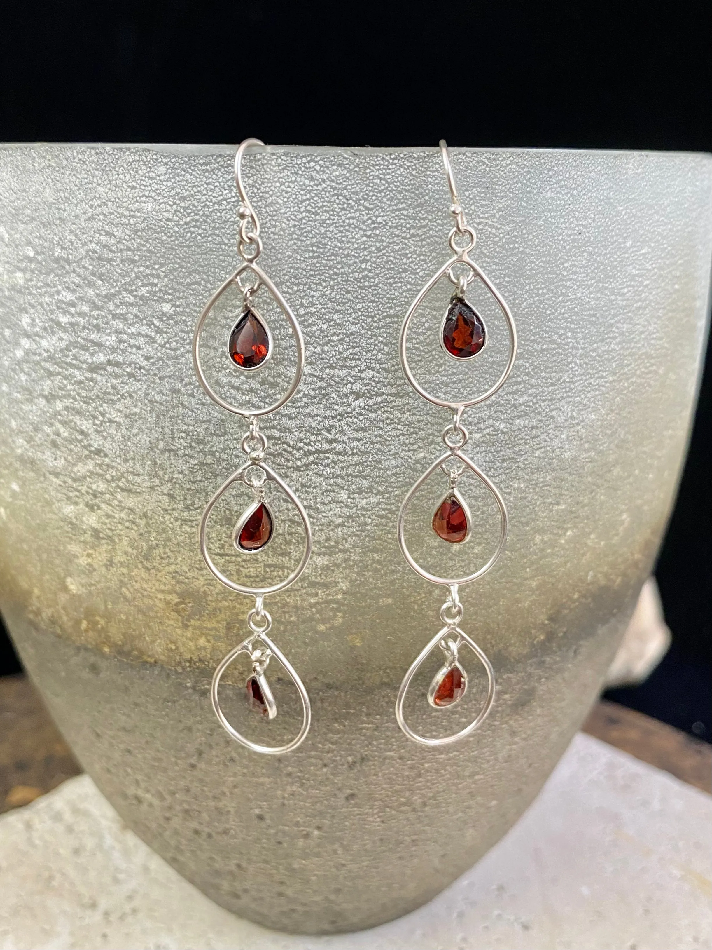 Long Garnet Earrings