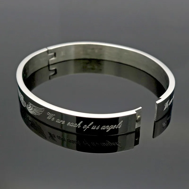 Luxury Angel Wings Style 18K Real Gold Plated Stainless Steel Jewelry Women/Men Jewelry Trendy couples Bracelets & Bangles Gift