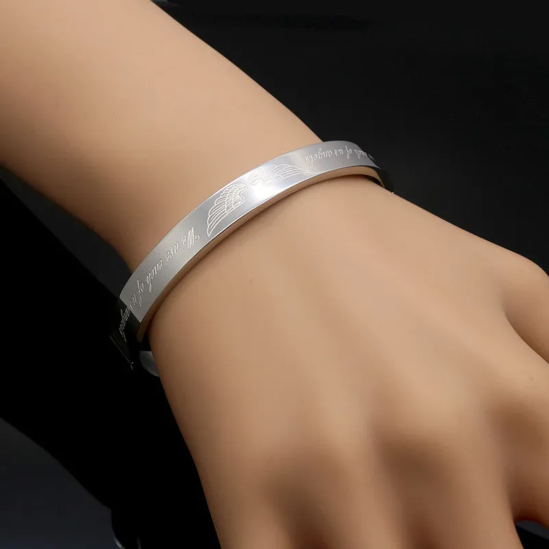 Luxury Angel Wings Style 18K Real Gold Plated Stainless Steel Jewelry Women/Men Jewelry Trendy couples Bracelets & Bangles Gift