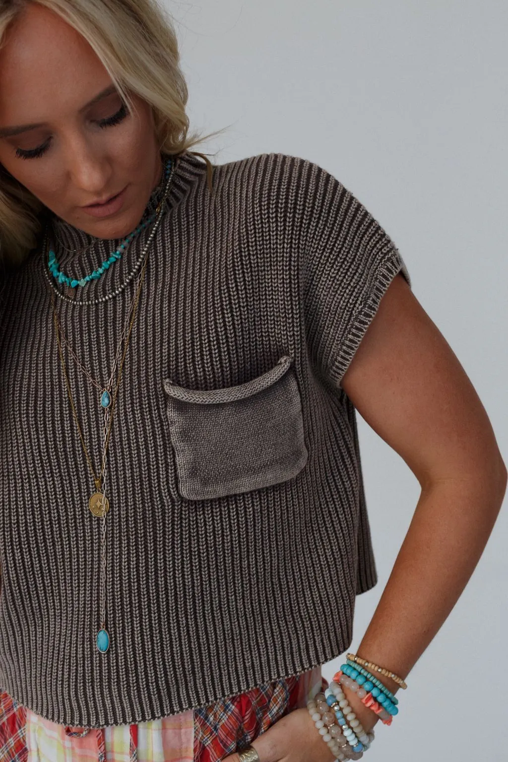 Lyra Mock Neck Top - Mocha