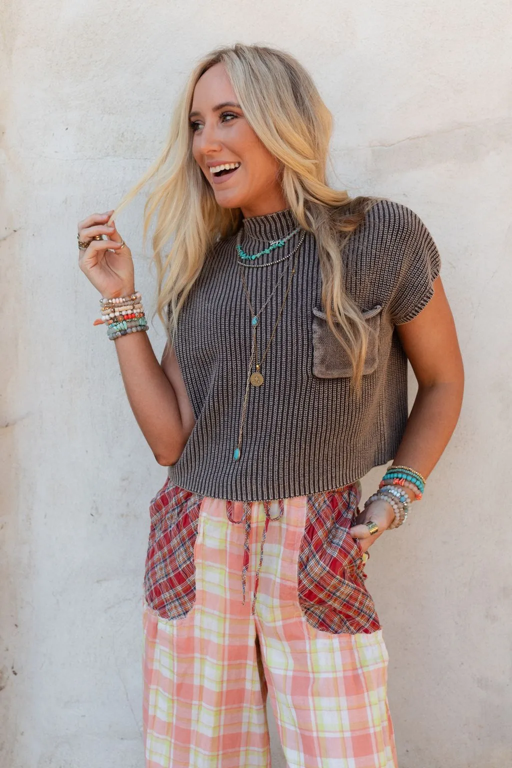 Lyra Mock Neck Top - Mocha