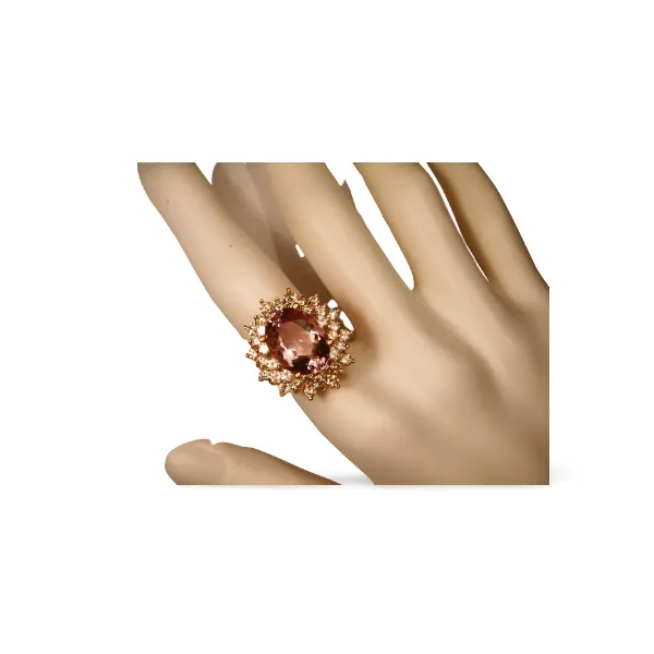 Magnificent 14K Pink Rose Gold Diamond Morganite Cocktail Ring