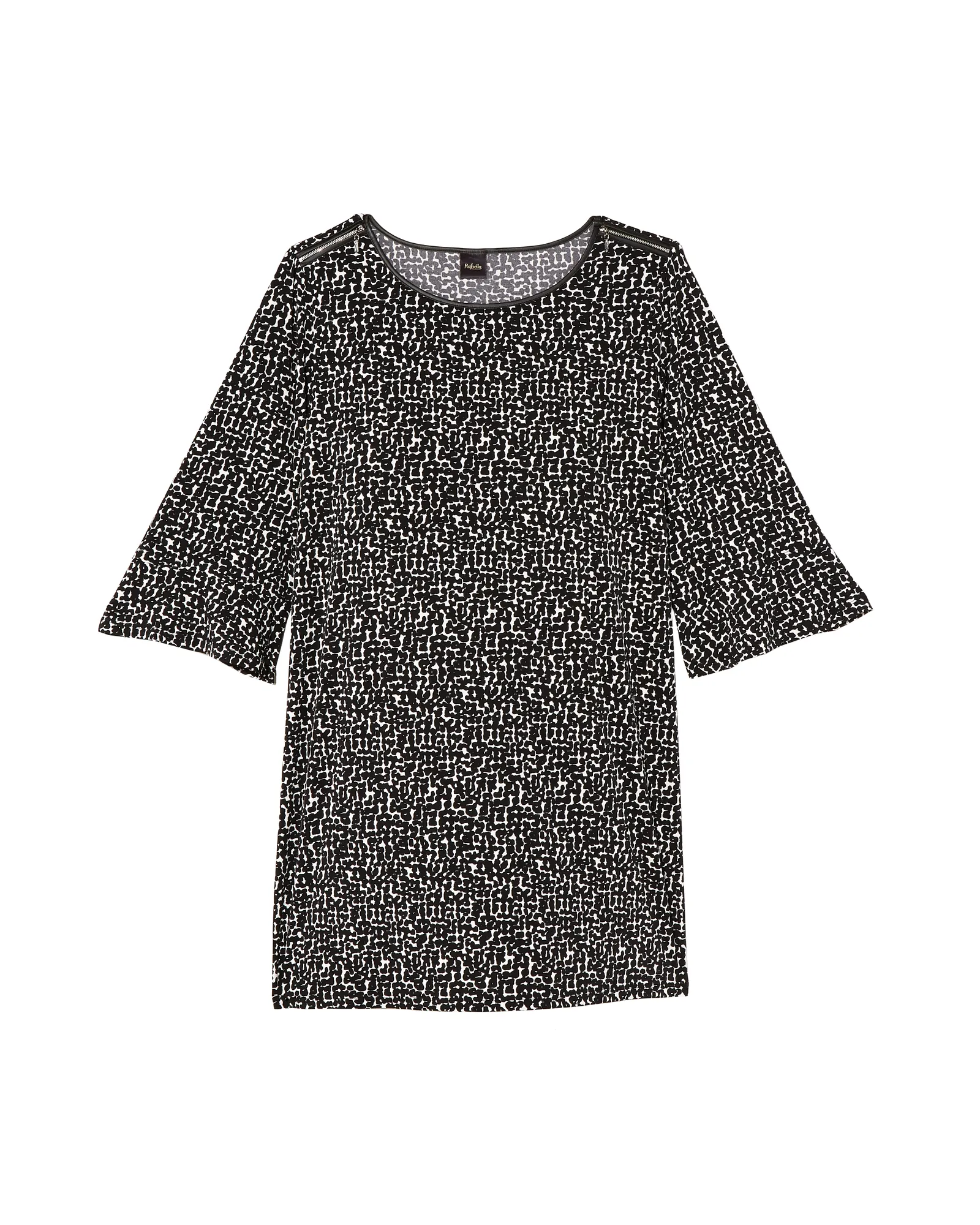 Margate Shift Dress with Shoulder Zip Detail | Black / White