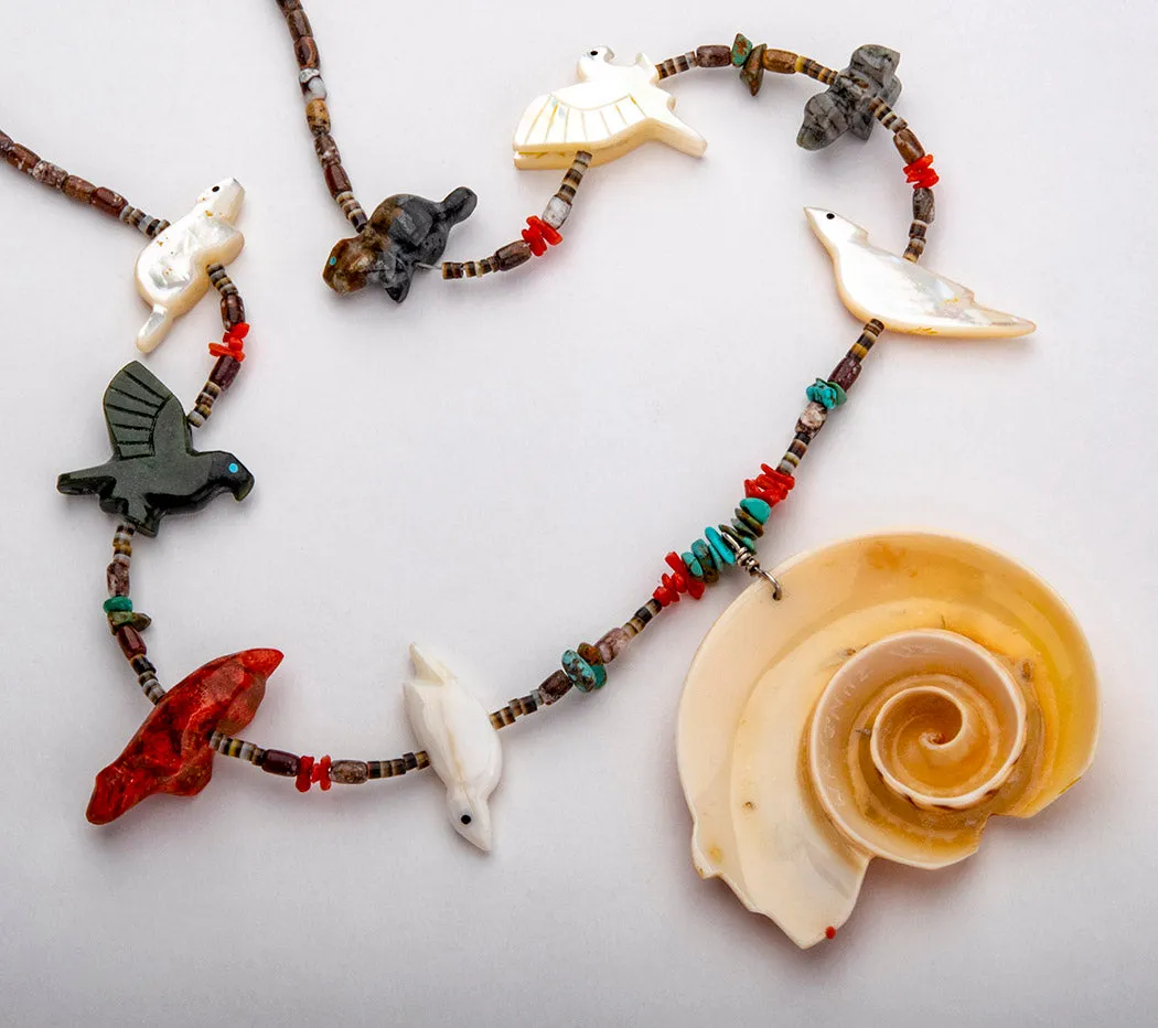 Melon Shell Bear Fetish Necklace