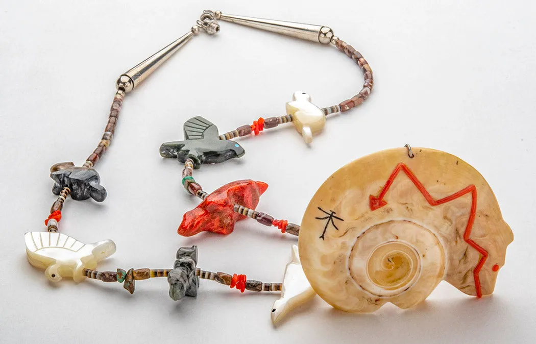 Melon Shell Bear Fetish Necklace