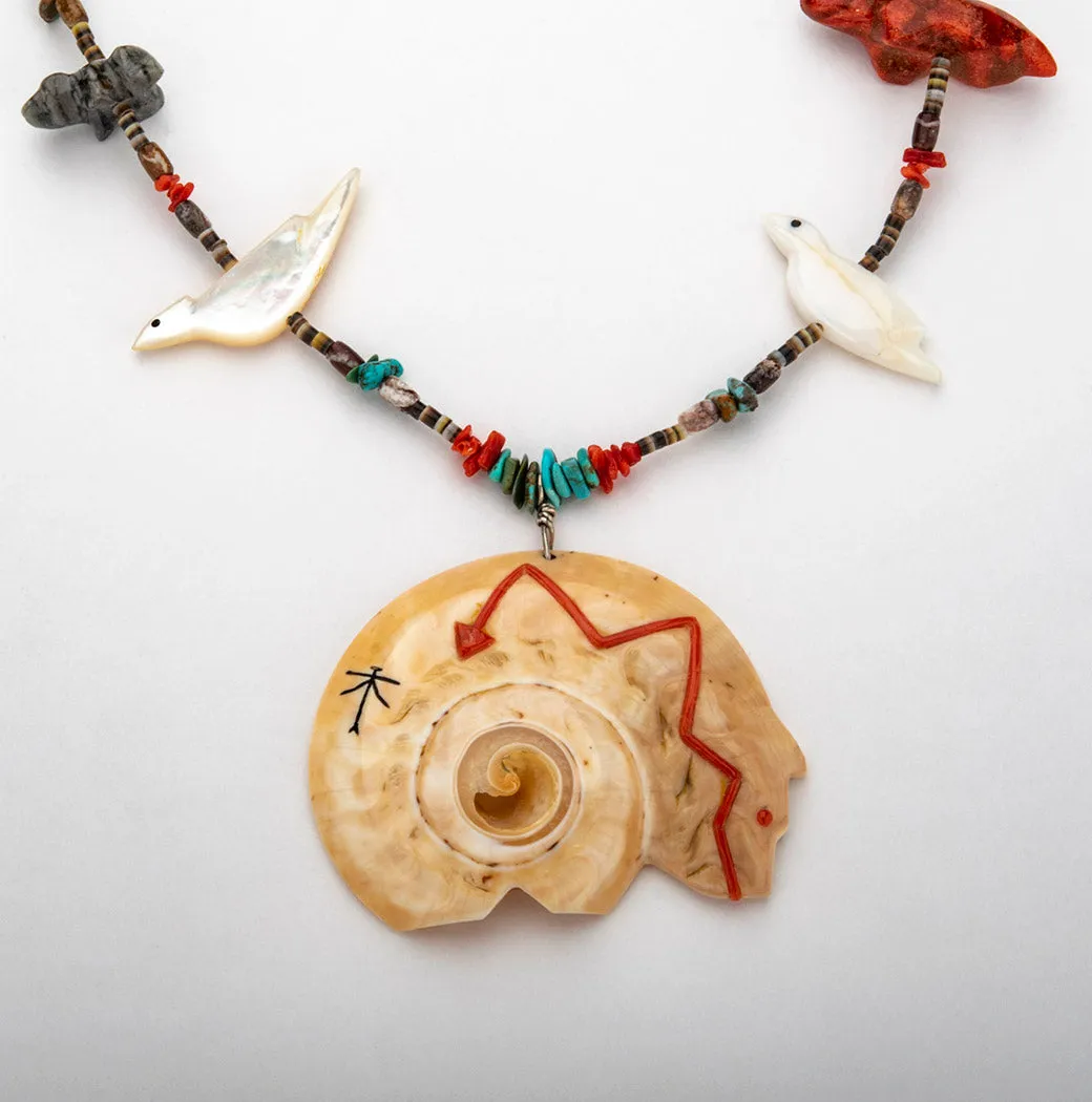 Melon Shell Bear Fetish Necklace