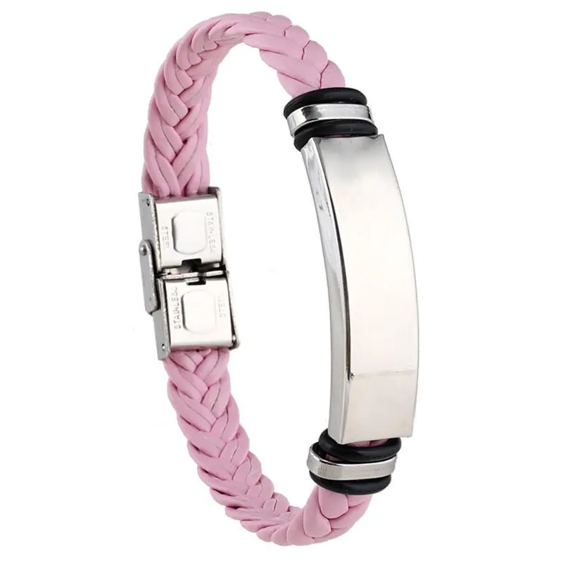 Men's Casual Leather Braided Titanium Steel Leather Bracelet 62134799YM