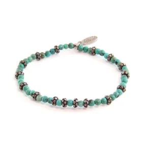 Mens Turquoise and Faceted Donut Beaded Bracelet